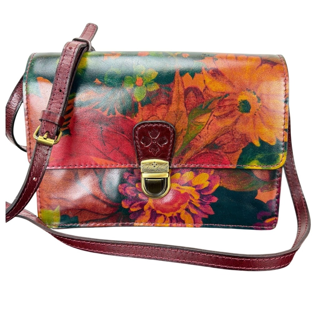 Patricia Nash Floral Leather Crossbody Bag Multicolor Push Lock Purse P894237